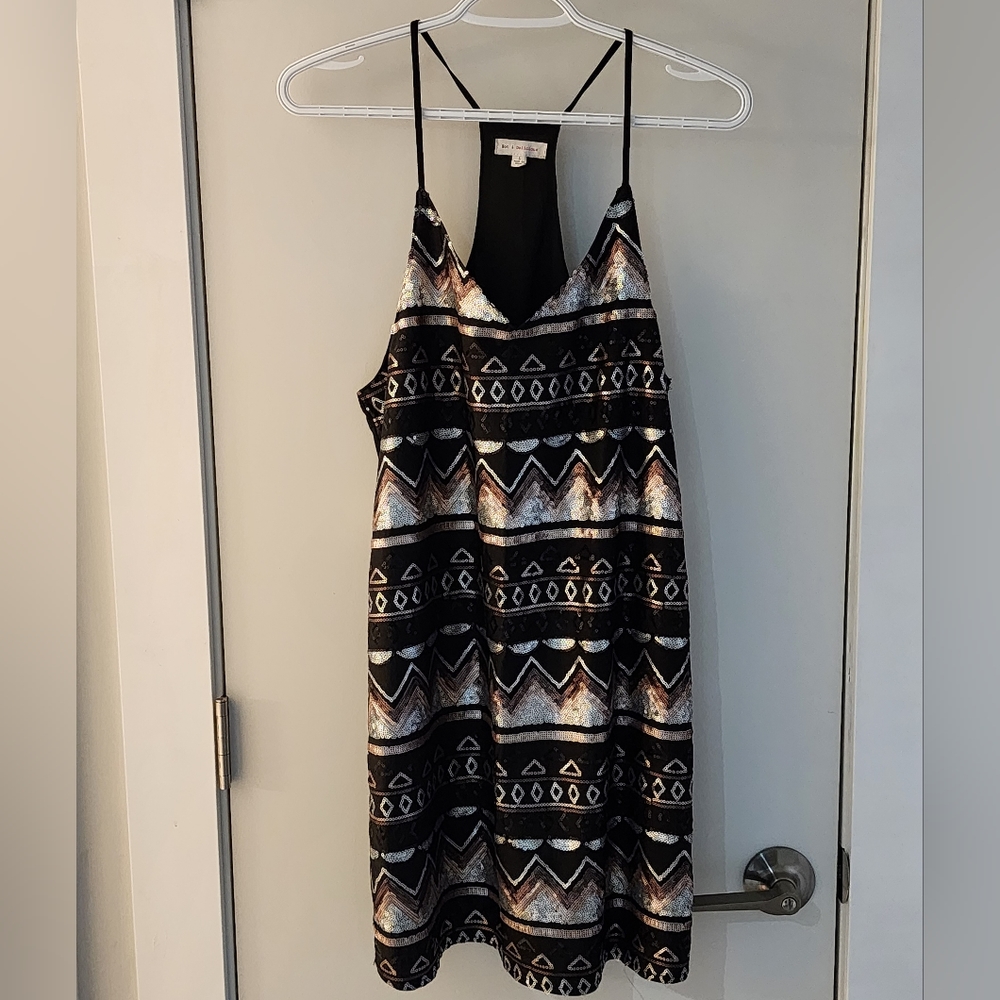 Silver, Gold & Black Sequin Dress Hot & Delicious size L